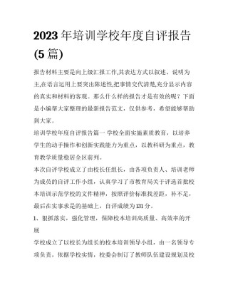 2023年培训学校年度自评报告(5篇)
