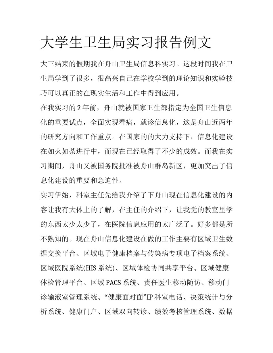 大学生卫生局实习报告例文_第1页