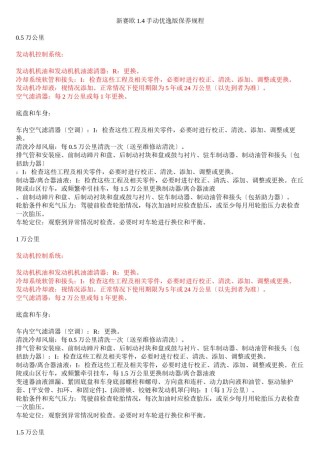 2022年医学专题—【吐血整理】：新赛欧1.4手动优逸版【按里程】保养规程!.docx