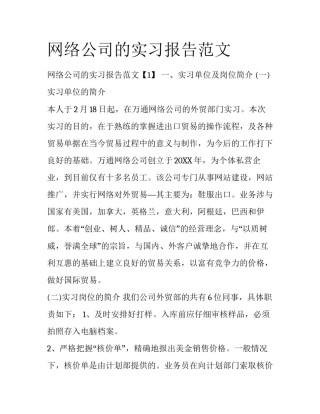 网络公司的实习报告范文