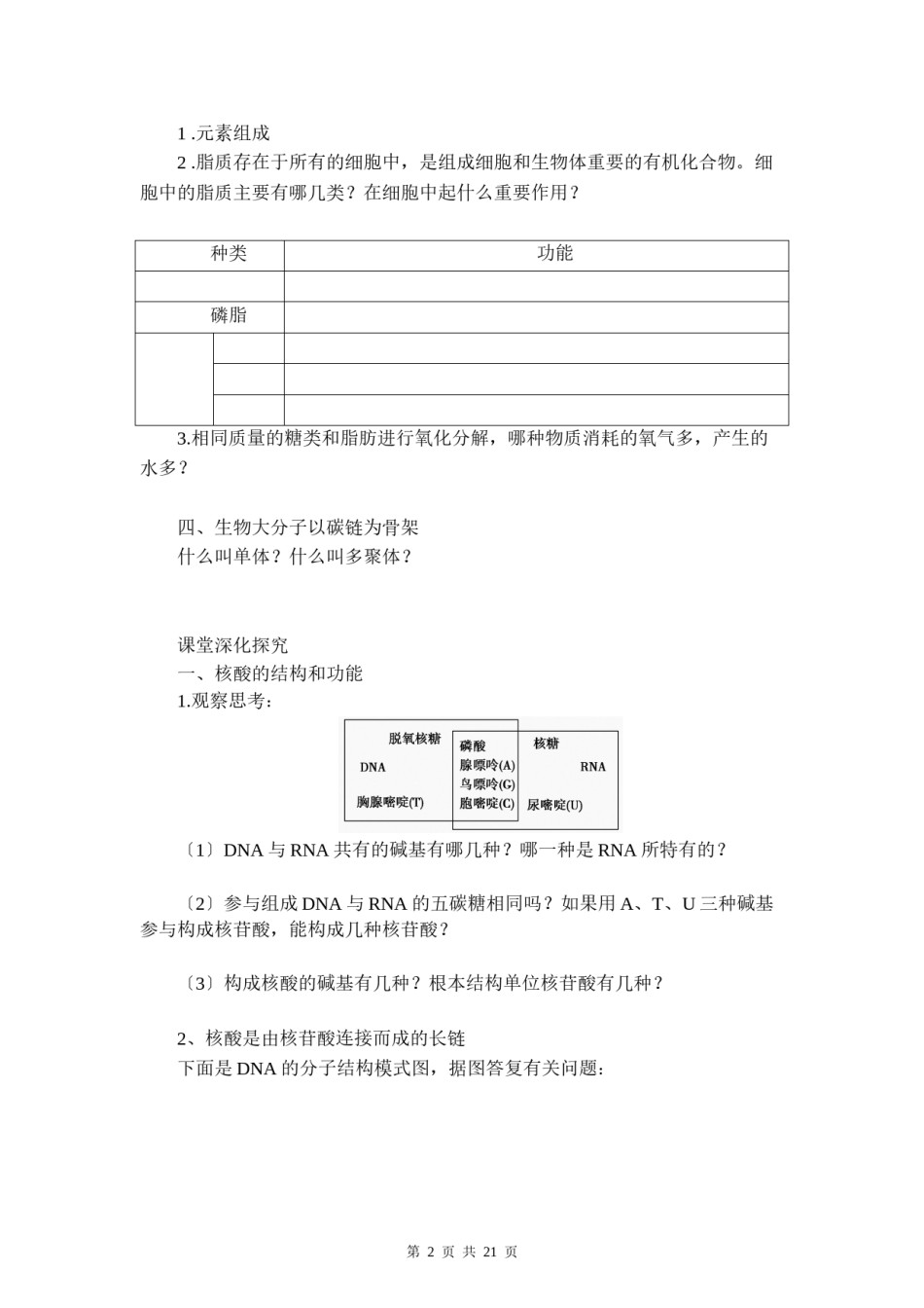 2022年医学专题—【赢在起点】2013一轮复习学案4-核酸、细胞中的糖类和脂质.docx_第2页