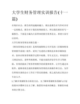 大学生财务管理实训报告(十一篇)