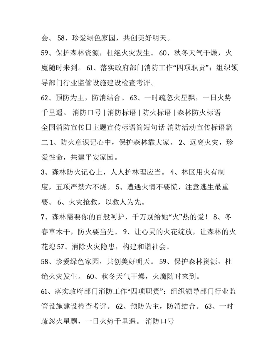 全国消防宣传日主题宣传标语简短句话 消防活动宣传标语(3篇)_第2页