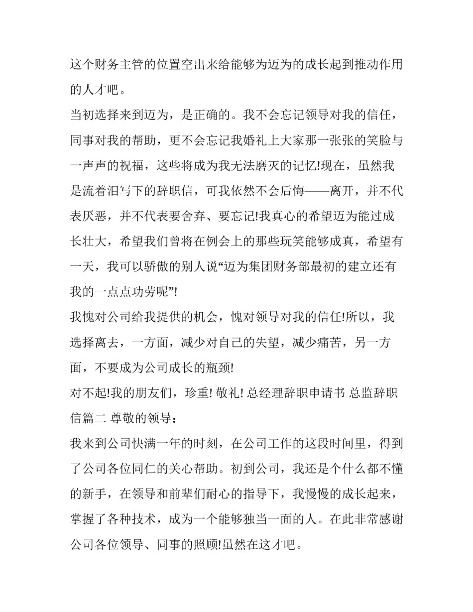 2023年总经理辞职申请书 总监辞职信(五篇)_第2页