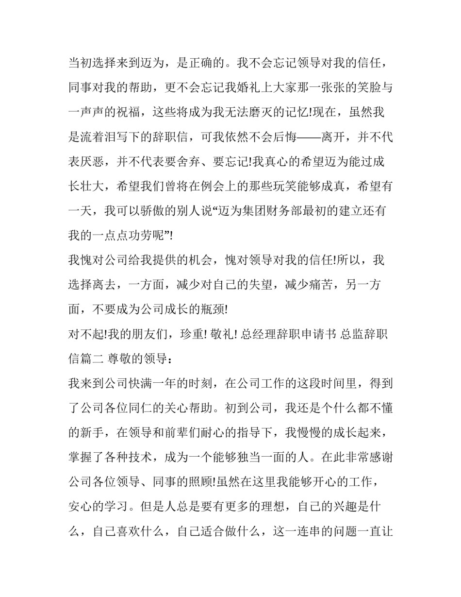 2023年总经理辞职申请书 总监辞职信(五篇)_第3页