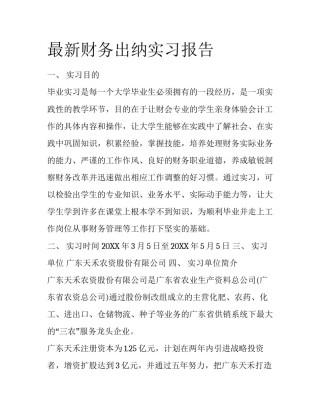最新财务出纳实习报告