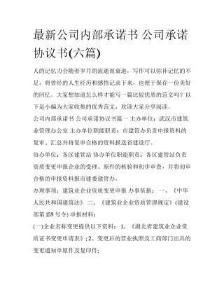 最新公司内部承诺书 公司承诺协议书(六篇)