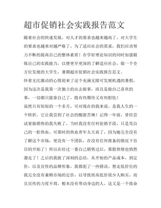 超市促销社会实践报告范文
