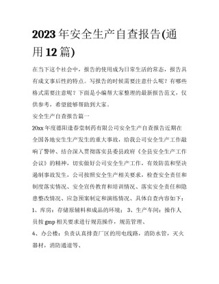 2023年安全生产自查报告(通用12篇)