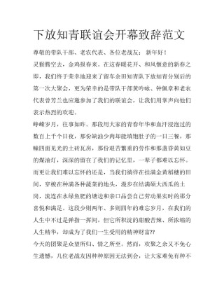 下放知青联谊会开幕致辞范文