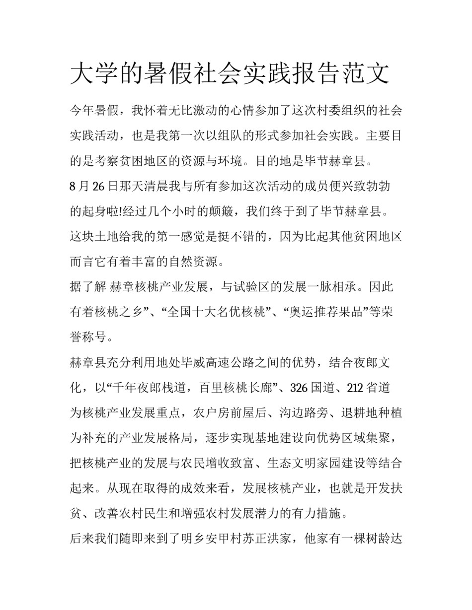 大学的暑假社会实践报告范文_第1页