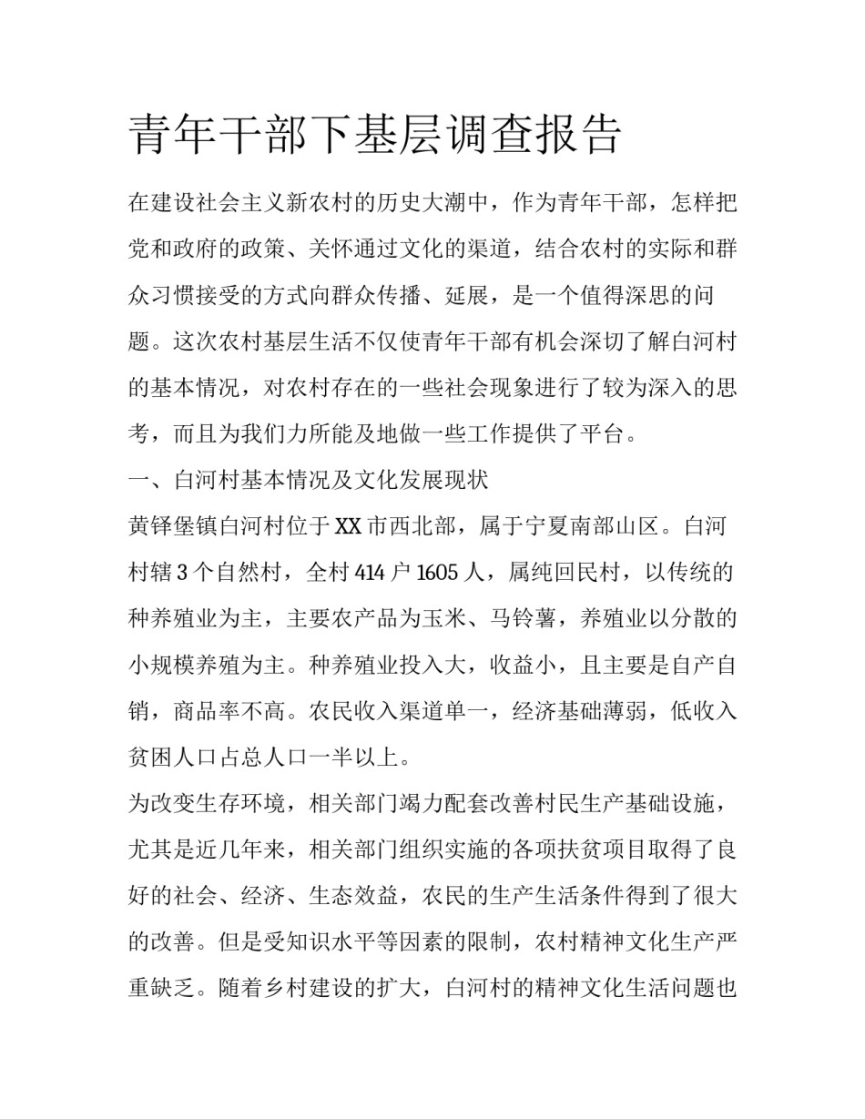 青年干部下基层调查报告_第1页