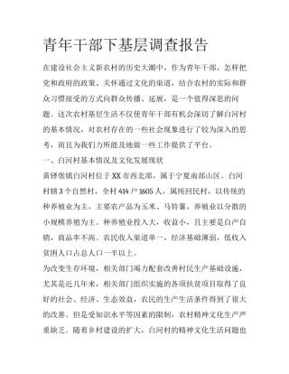 青年干部下基层调查报告