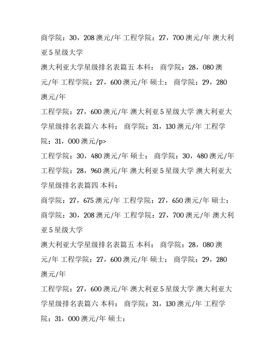 2023年澳大利亚5星级大学 澳大利亚大学星级排名表(八篇)_第2页