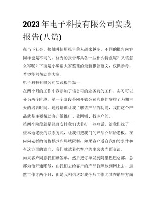 2023年电子科技有限公司实践报告(八篇)