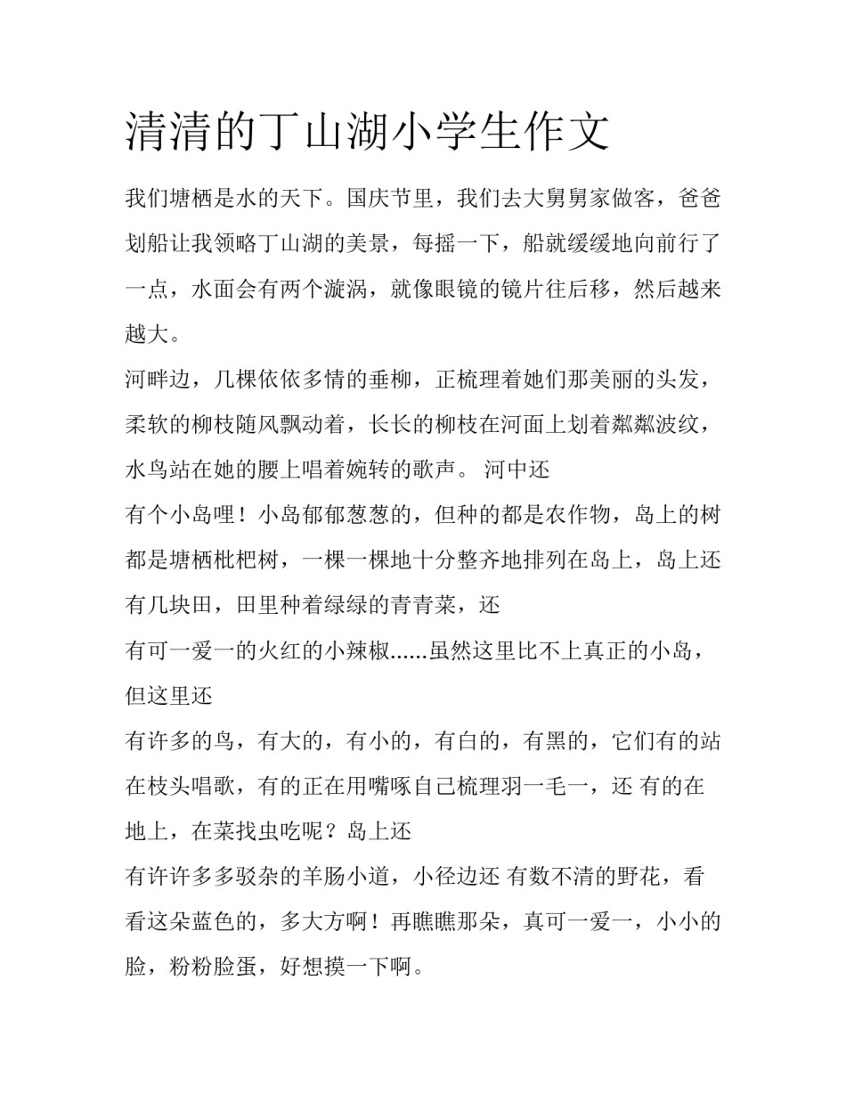 清清的丁山湖小学生作文_第1页