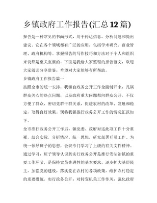 乡镇政府工作报告(汇总12篇)