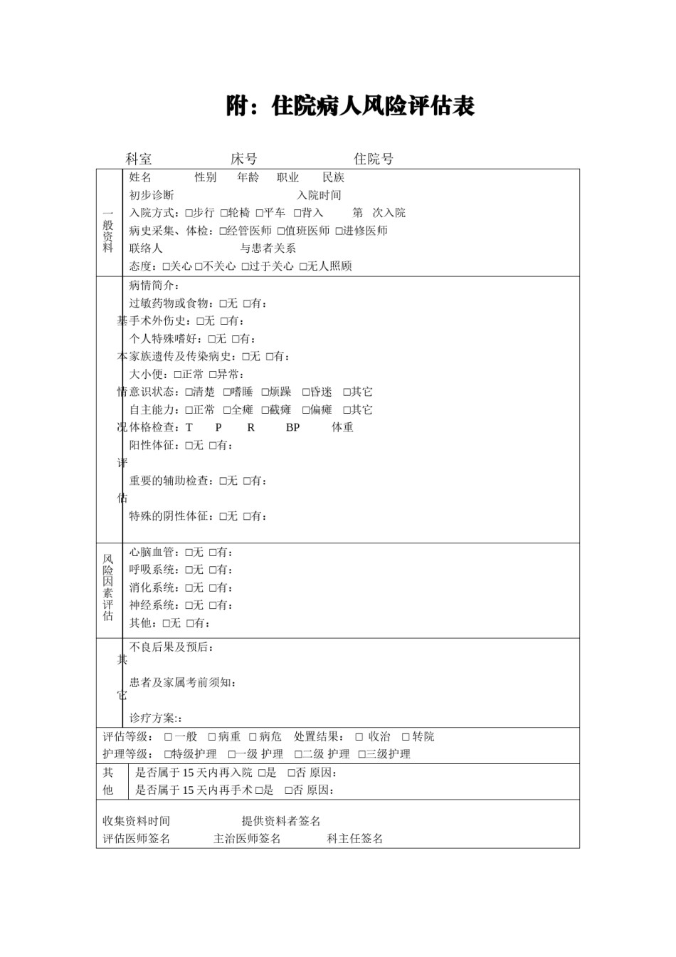 2022年医学专题—.4.1.1住院病人风险评估表.doc_第1页