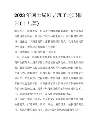 2023年国土局领导班子述职报告(十九篇)