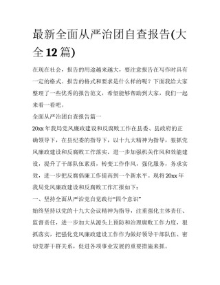 最新全面从严治团自查报告(大全12篇)