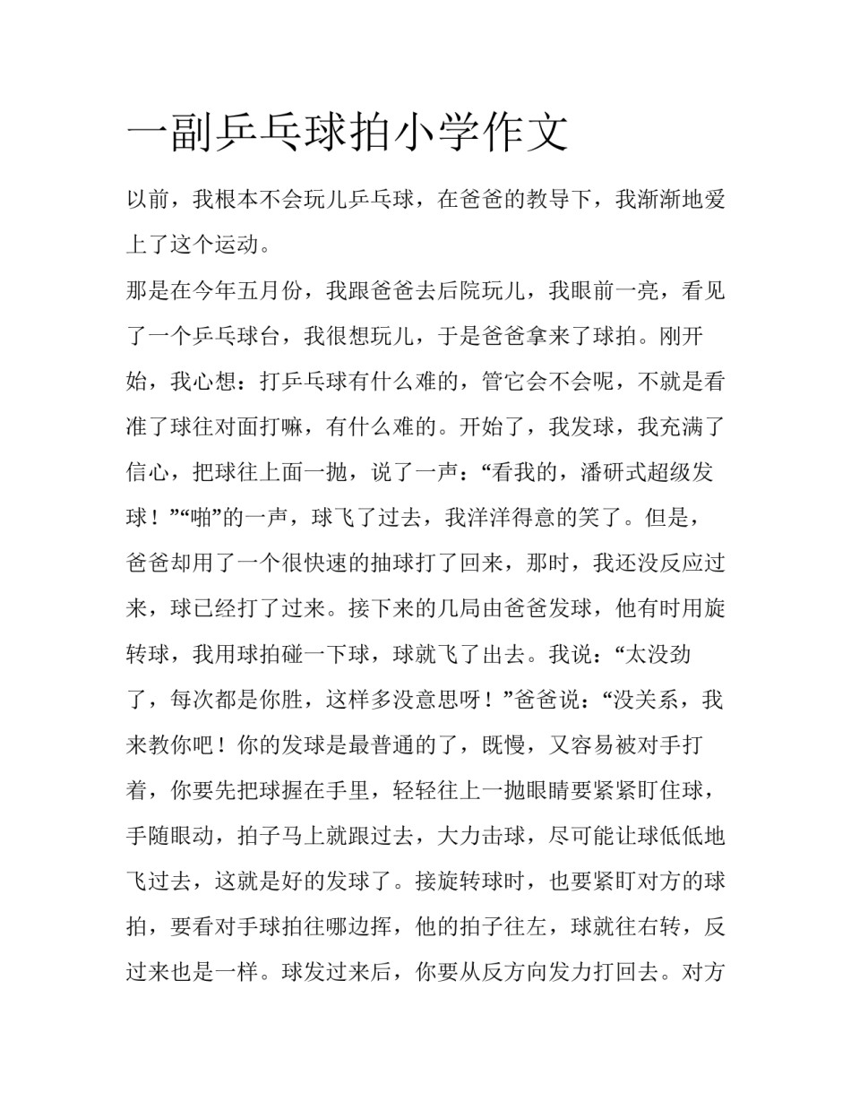 一副乒乓球拍小学作文_第1页