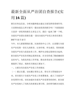 最新全面从严治团自查报告(实用14篇)