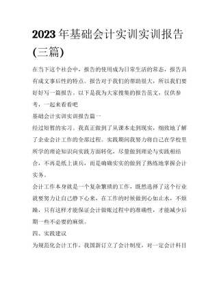 2023年基础会计实训实训报告(三篇)