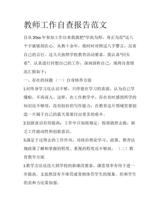 教师工作自查报告范文