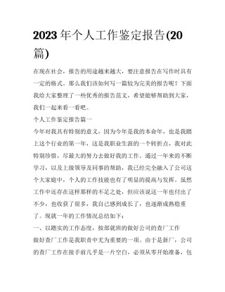 2023年个人工作鉴定报告(20篇)