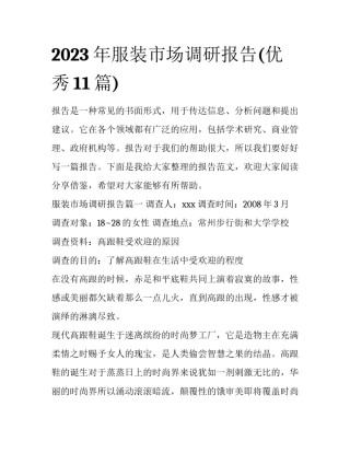 2023年服装市场调研报告(优秀11篇)