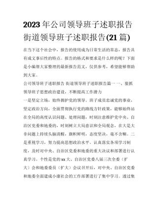 2023年公司领导班子述职报告 街道领导班子述职报告(21篇)