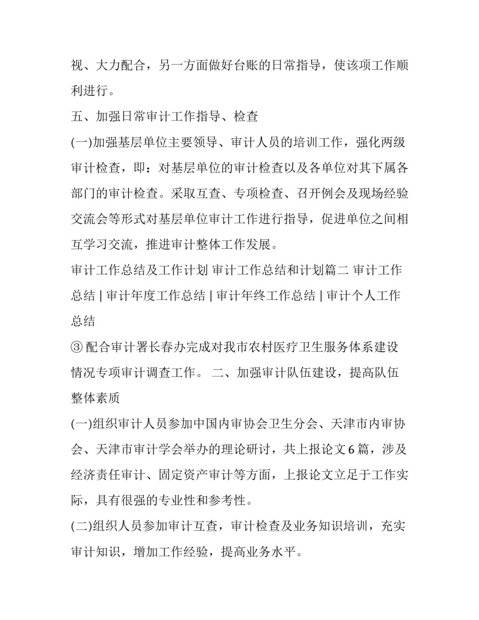 2023年审计工作总结及工作计划 审计工作总结和计划(4篇)_第2页