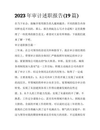 2023年审计述职报告(19篇)