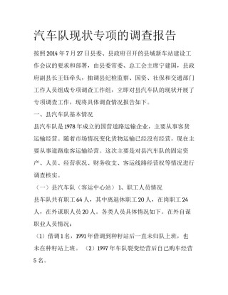 汽车队现状专项的调查报告