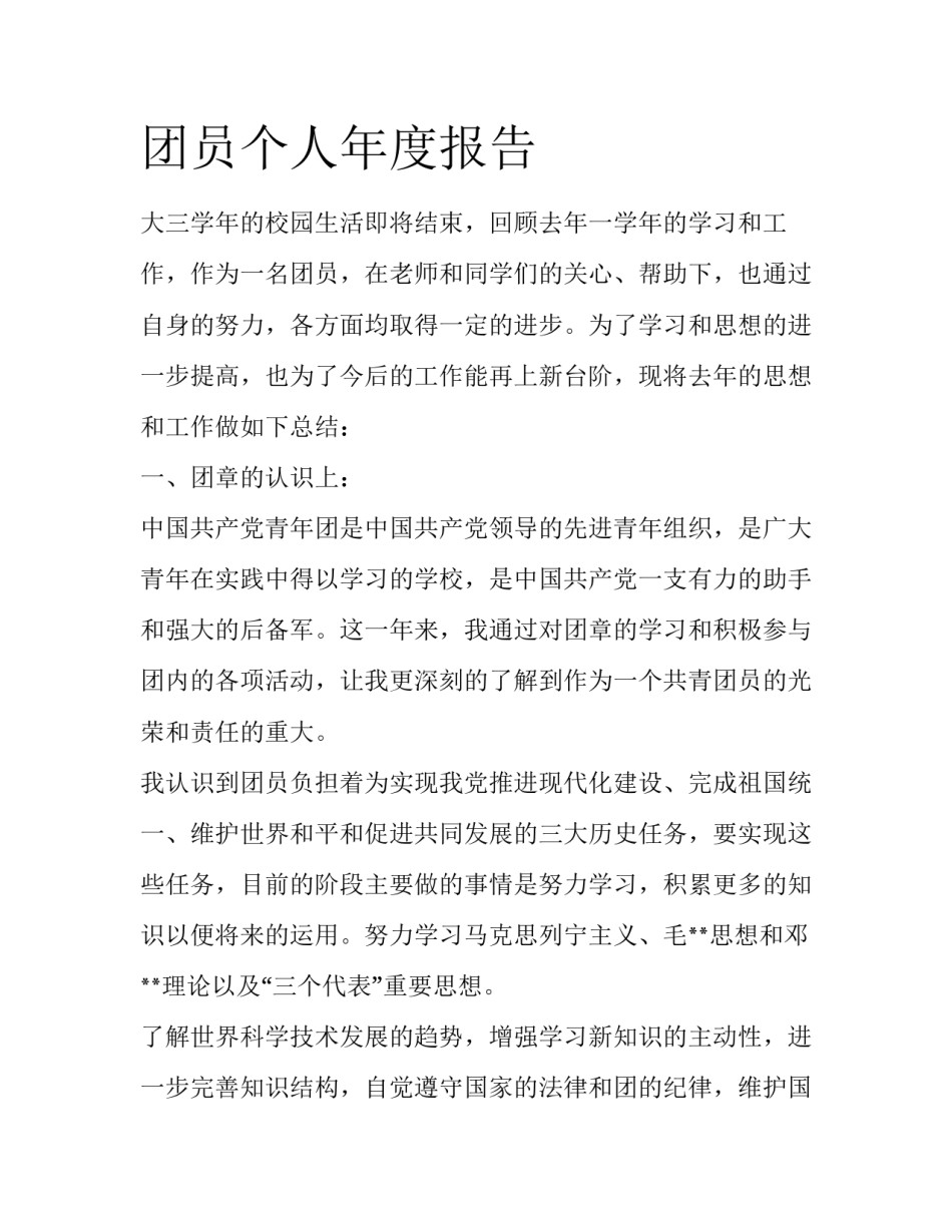 团员个人年度报告_第1页