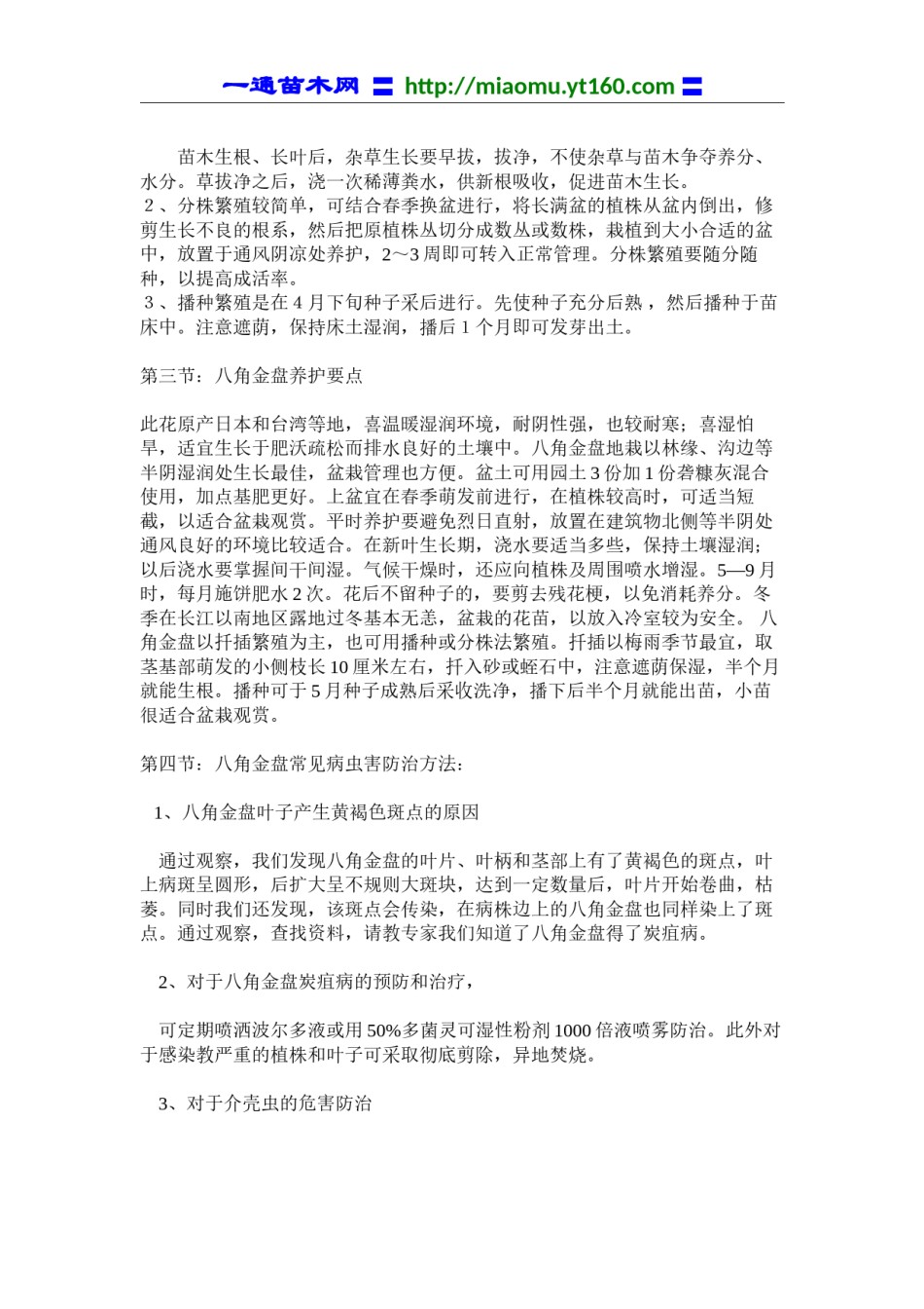 2022年医学专题—八角金盘苗木繁殖、养护及病虫害防治资料汇编.docx_第2页