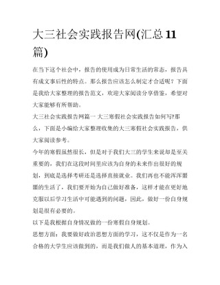 大三社会实践报告网(汇总11篇)