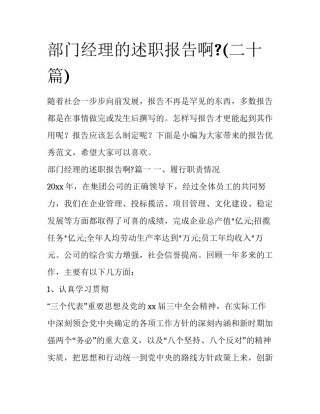 部门经理的述职报告啊?(二十篇)