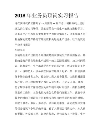 2018年业务员顶岗实习报告