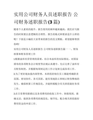 实用公司财务人员述职报告 公司财务述职报告(3篇)