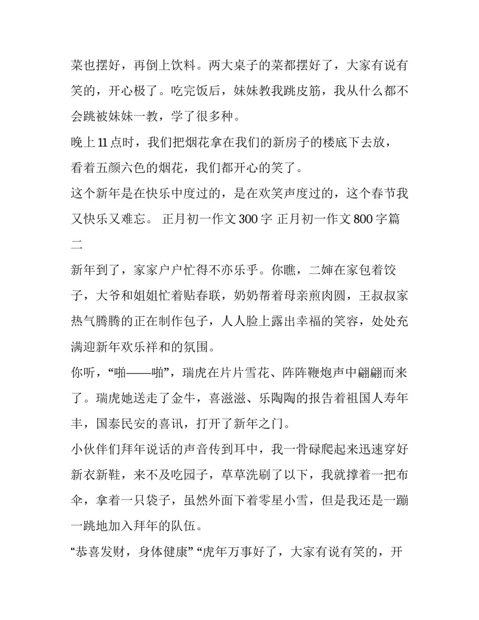 正月初一作文300字 正月初一作文800字(4篇)_第2页