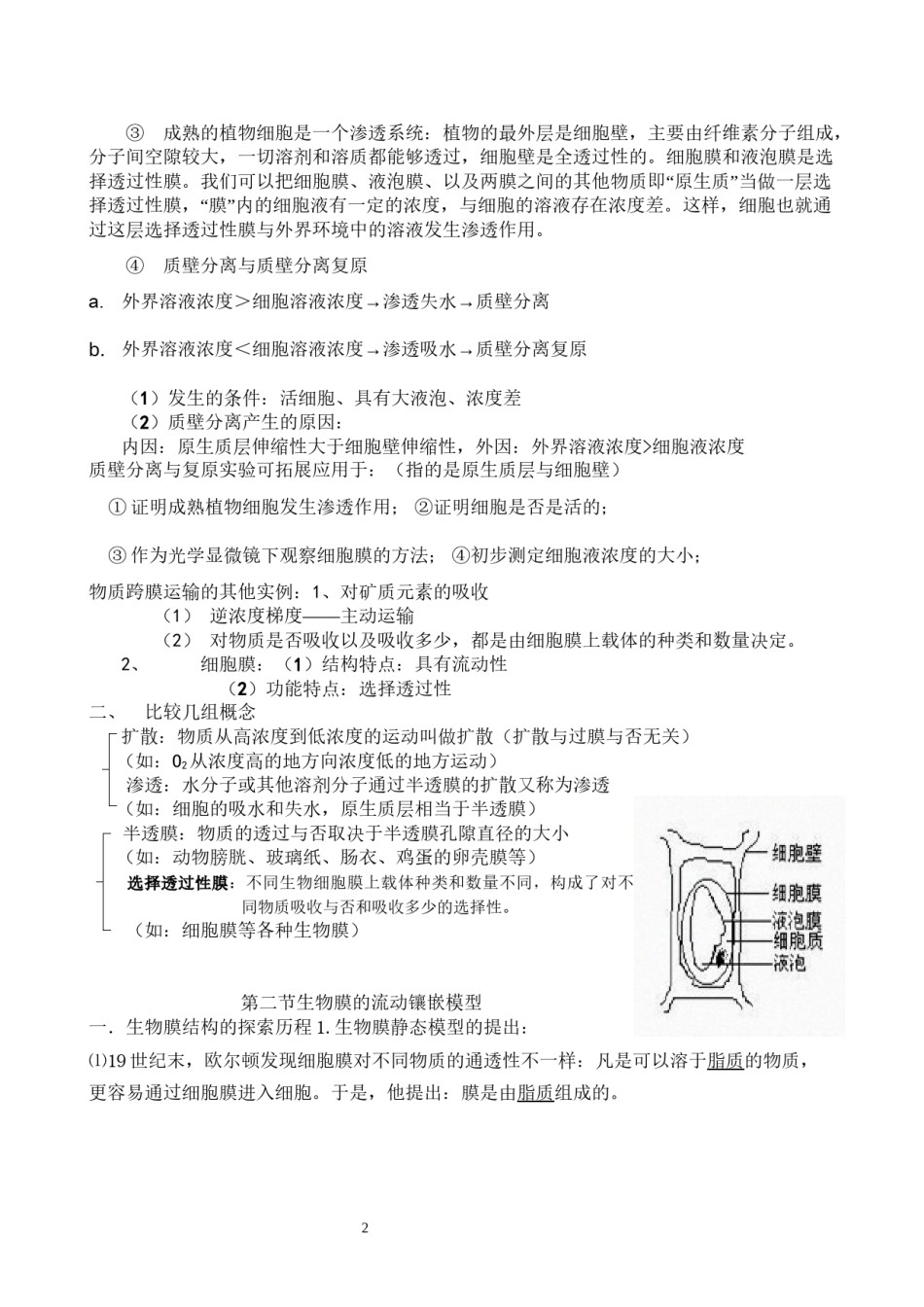 2022年医学专题—必修1-细胞的物质输入和输出知识点详解(1).docx_第2页