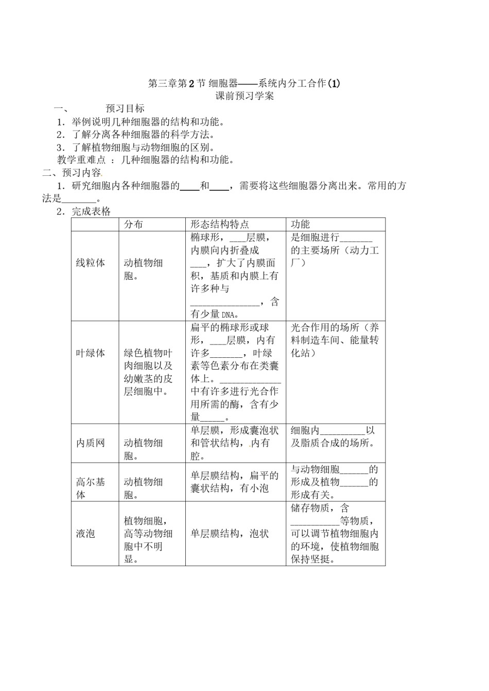 2022年医学专题—必修一第三章第2节《细胞器——系统内的分工合作》导学案.docx_第1页