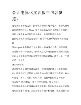 会计电算化实训报告内容(5篇)