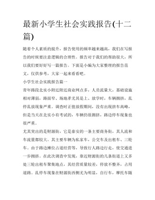 最新小学生社会实践报告(十二篇)