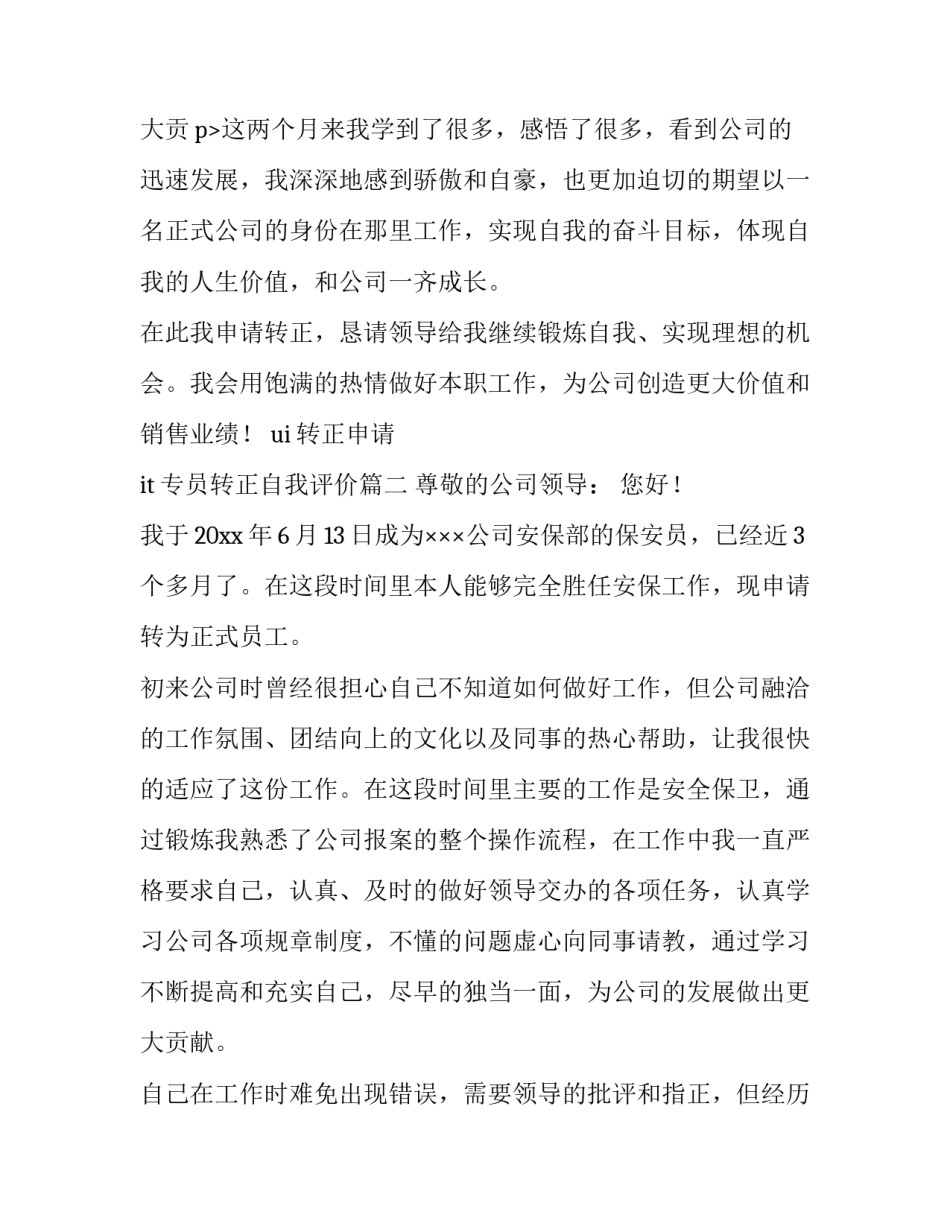 最新ui转正申请 it专员转正自我评价(十一篇)_第3页