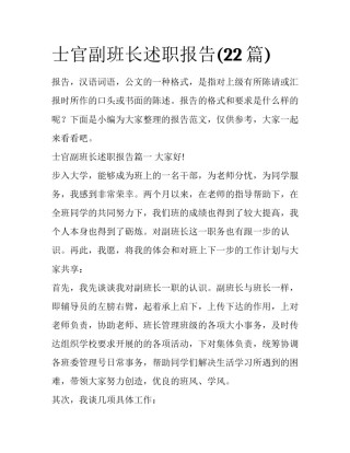 士官副班长述职报告(22篇)