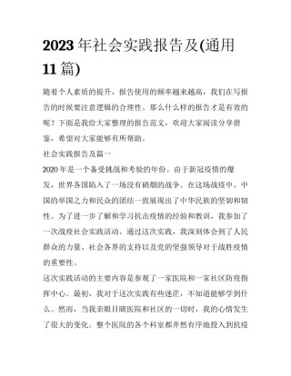 2023年社会实践报告及(通用11篇)