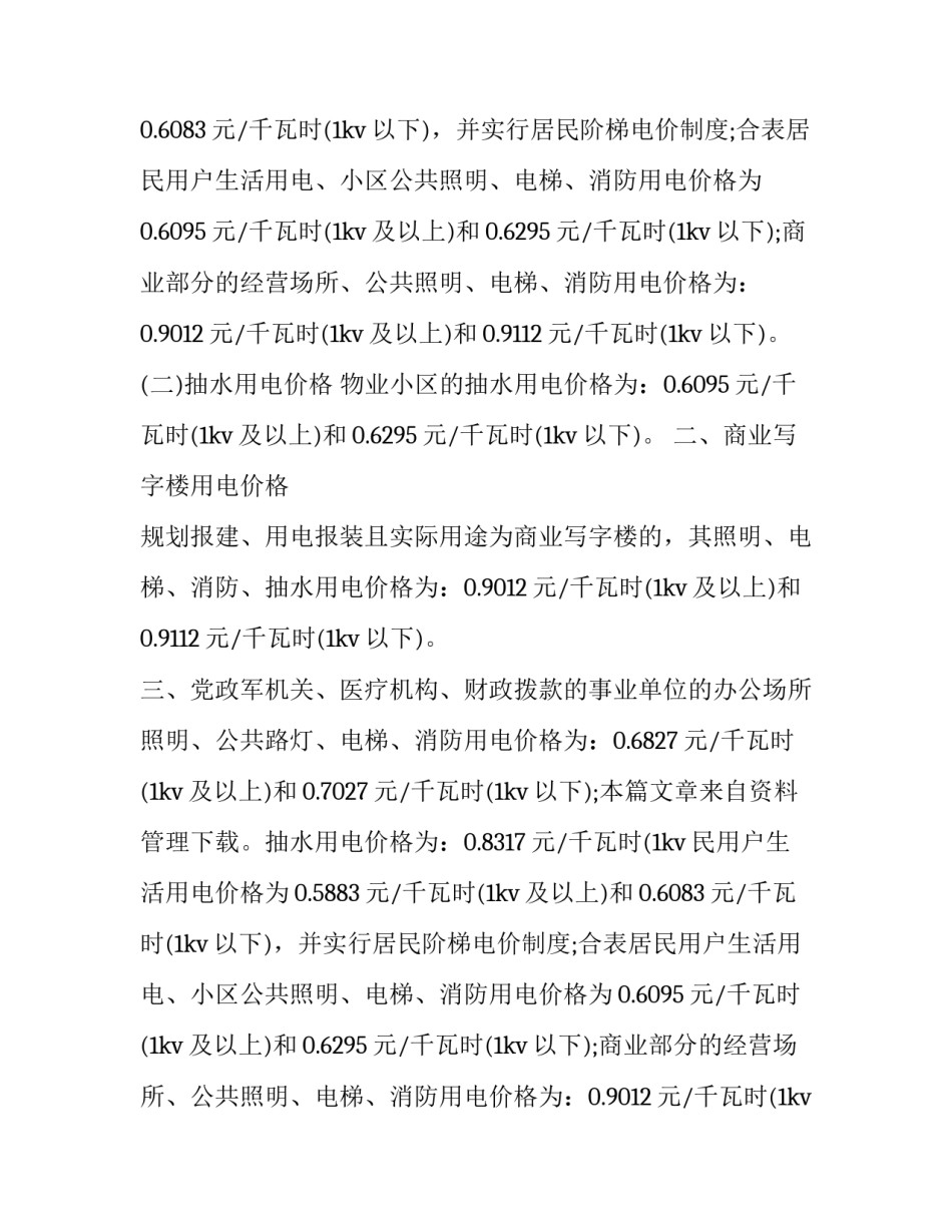 物业电价调整通知函(3篇)_第2页
