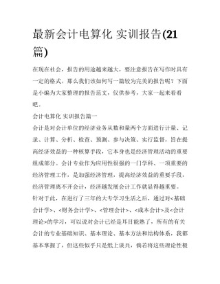 最新会计电算化 实训报告(21篇)